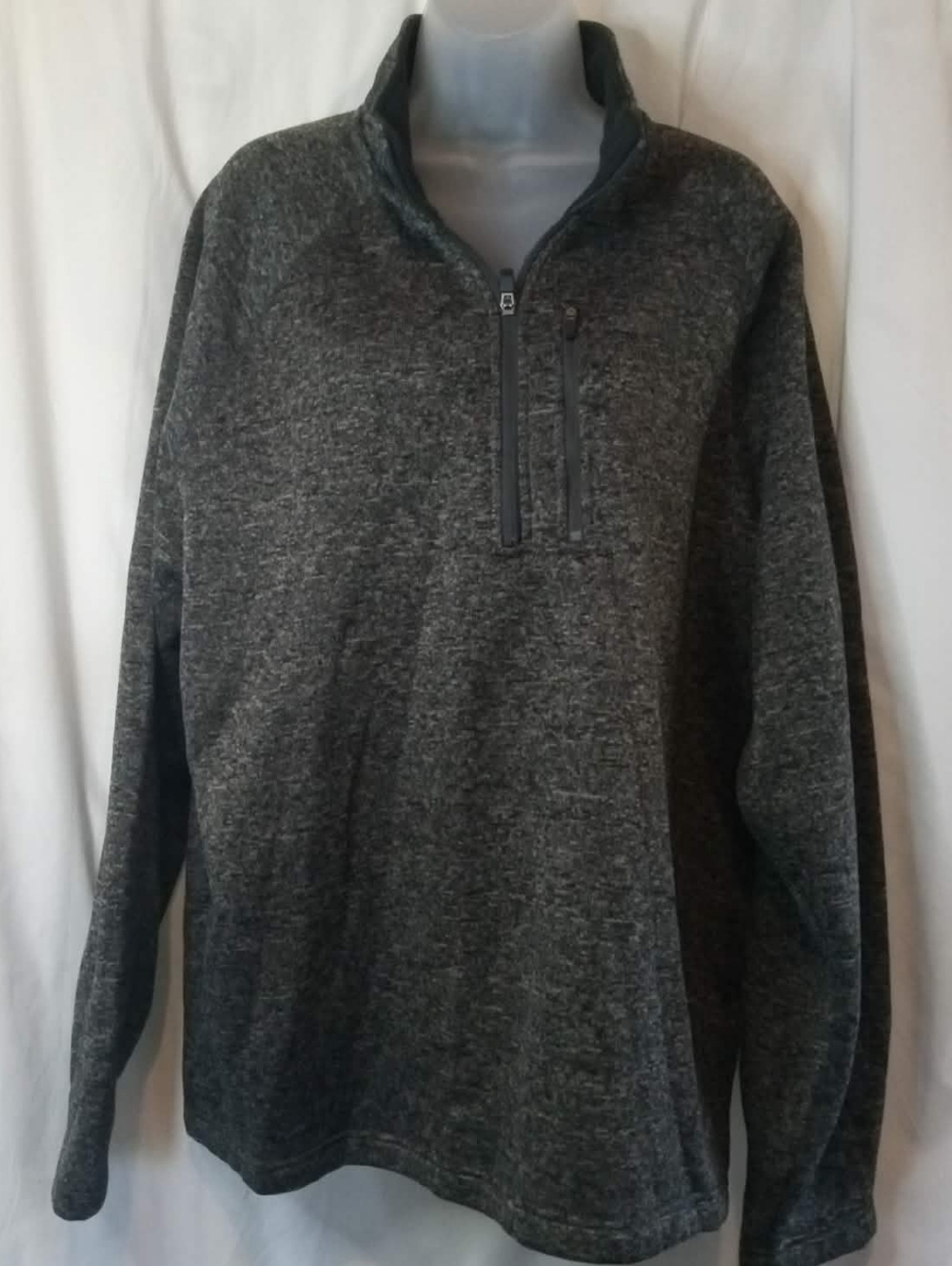 Eddie Bauer Men's Heather Charcoal Quarter-Zip Pullover Zip Chest Pocket Scandi